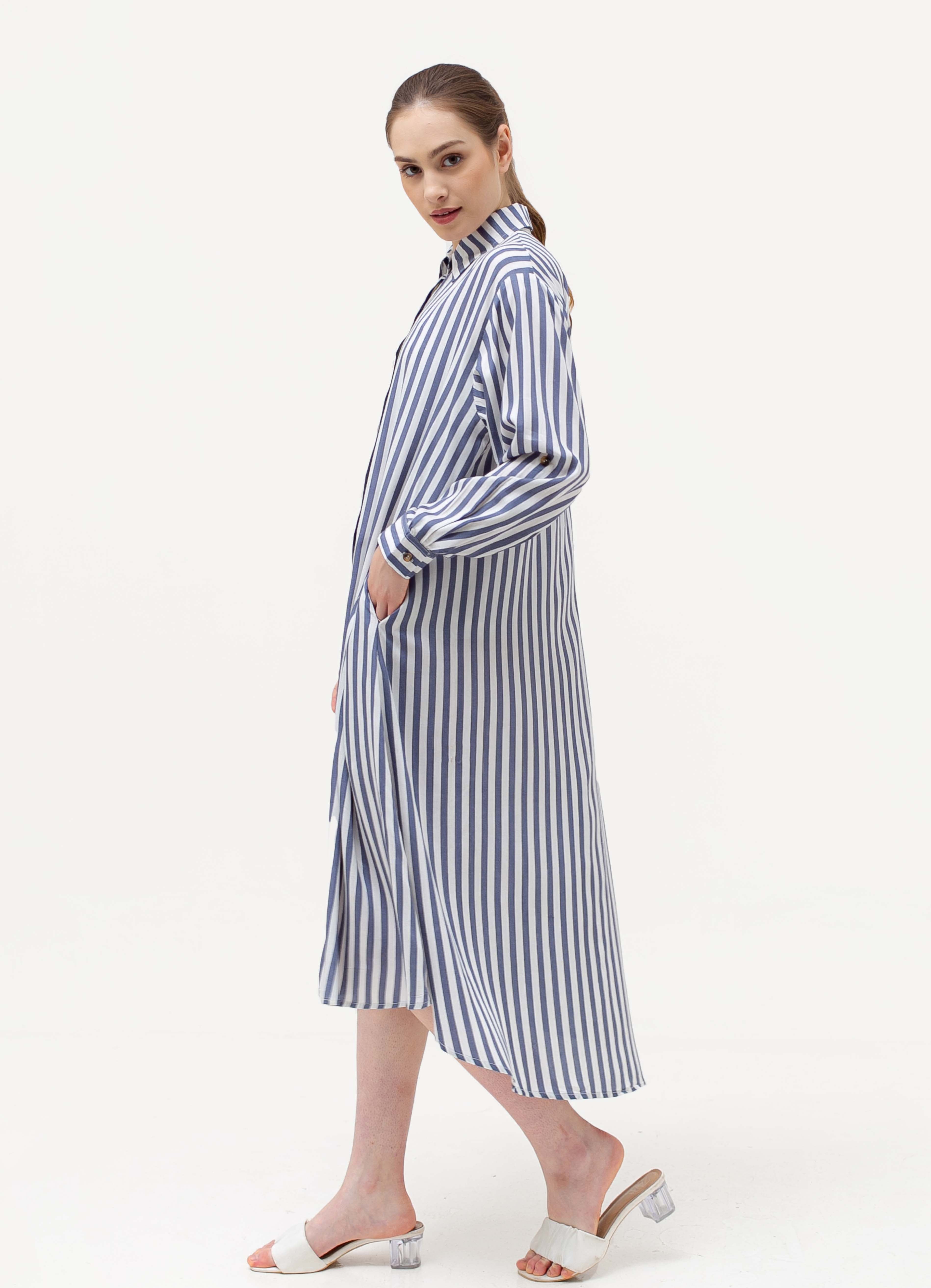 Krysta Linen Dress Navy