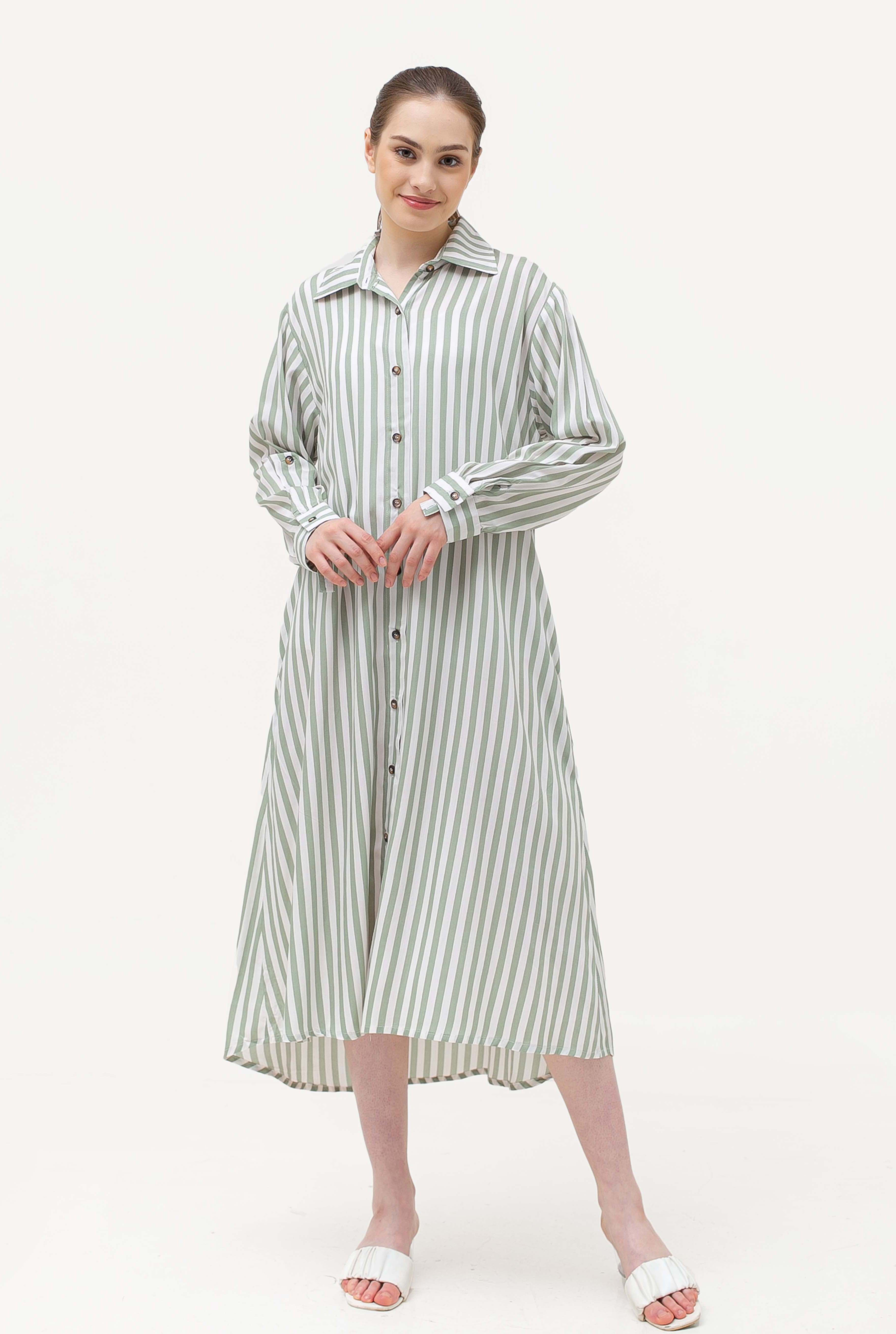 Krysta Linen Dress Green