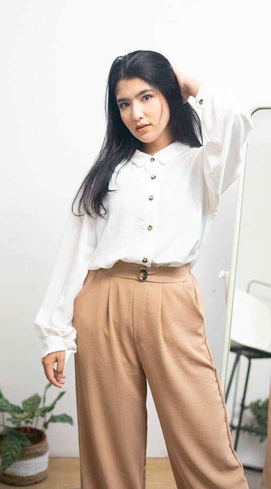 Livy Crinkle Blouse White