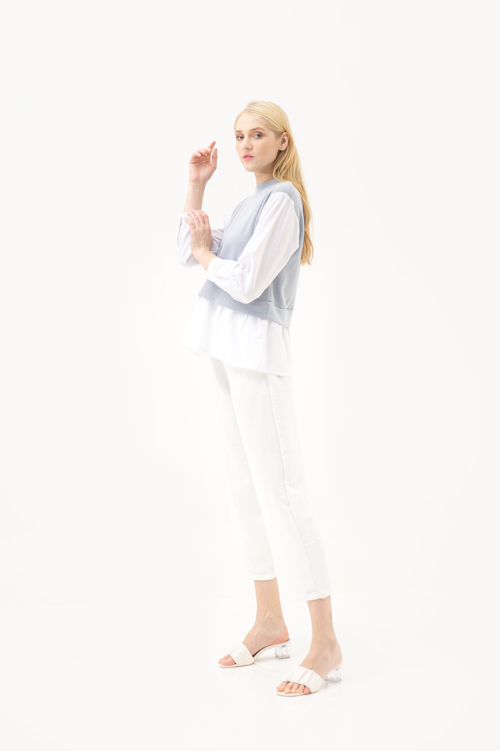 Michele Cotton Blouse Cerulean