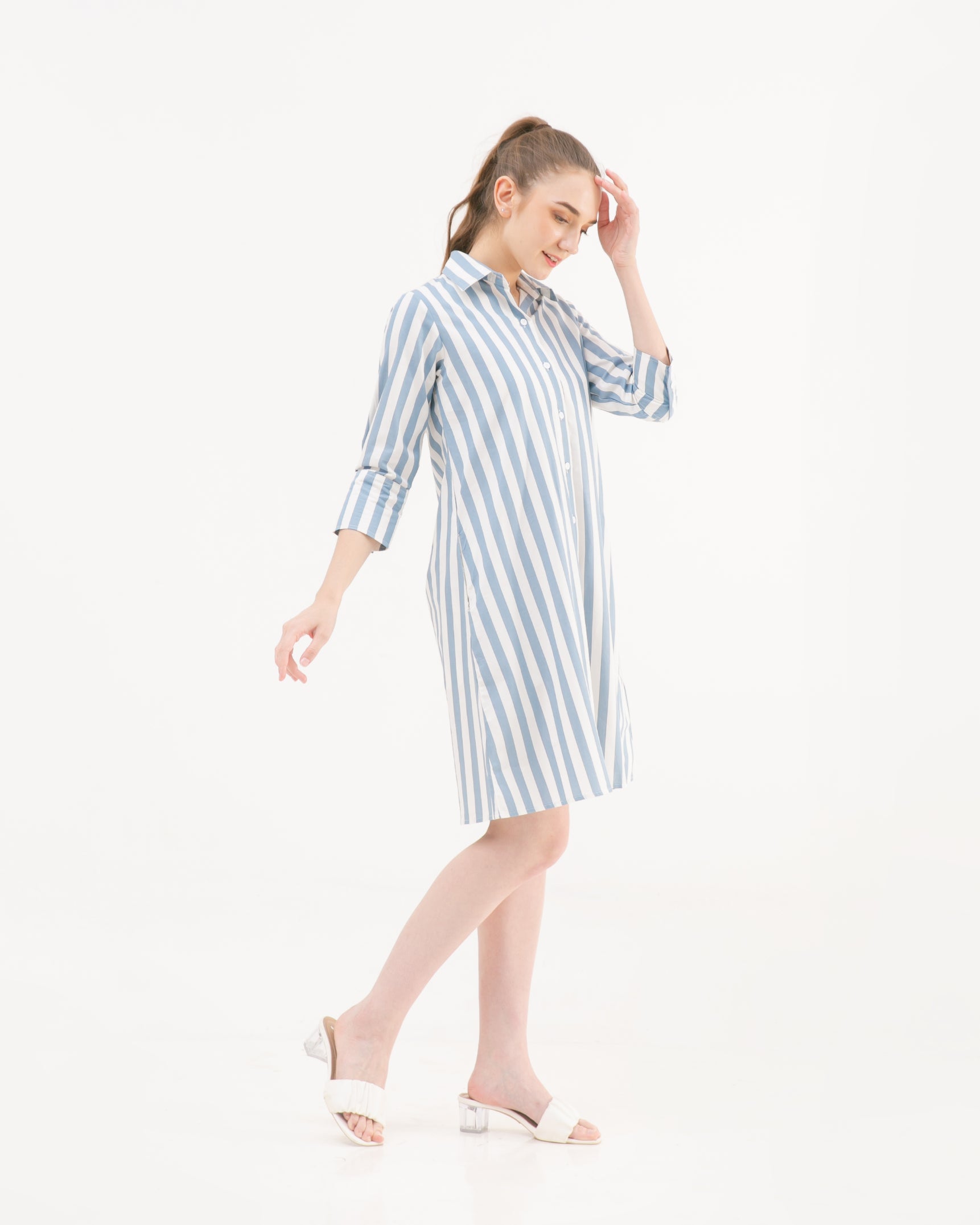 Kensie Cotton Dress Cerulean