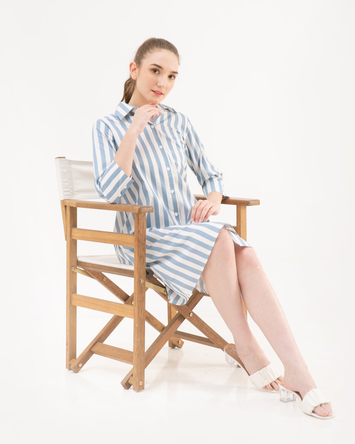 Kensie Cotton Dress Cerulean