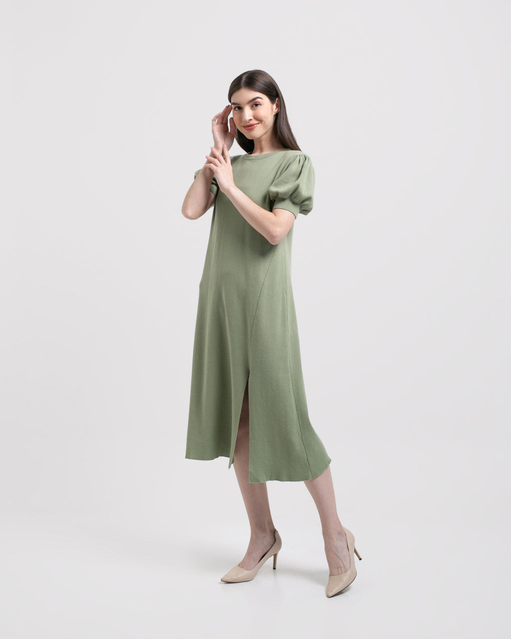 Oktania Knitted Dress Sage