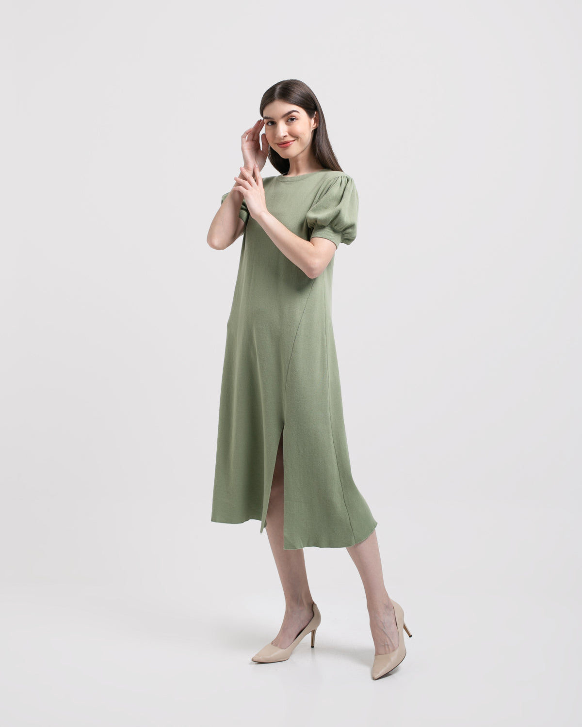 Oktania Knitted Dress Sage