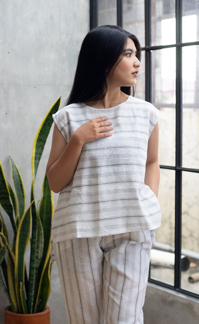 Roxane Linen Sets White Stripes