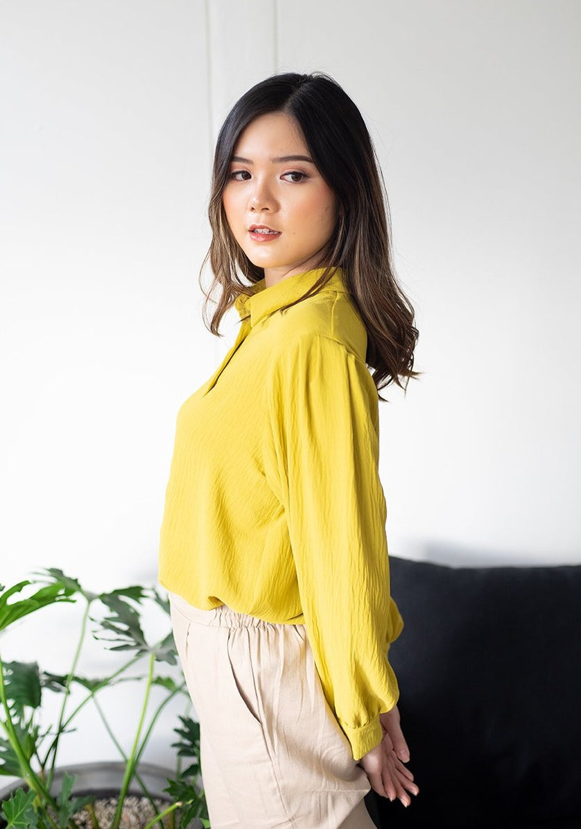 Livy Crinkle Blouse Lime