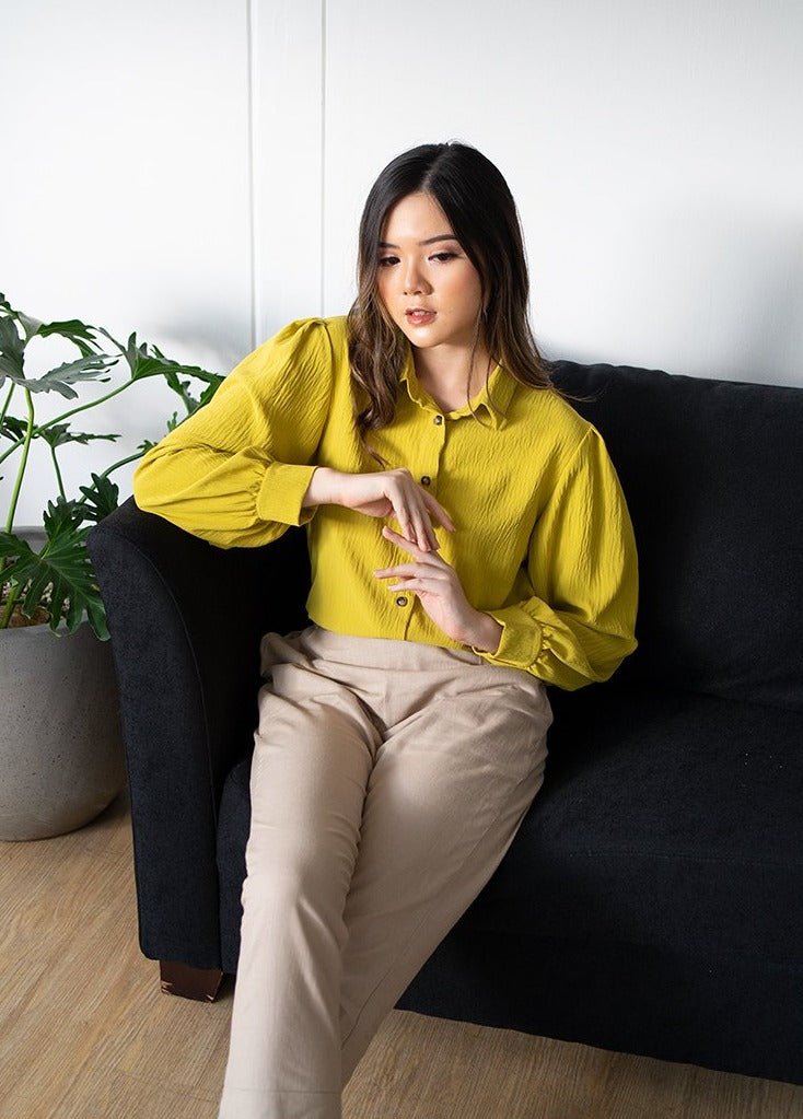 Livy Crinkle Blouse Lime