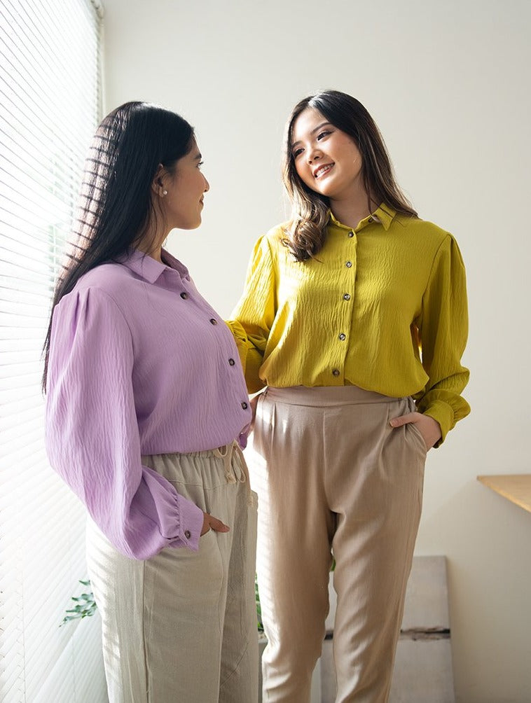 Livy Crinkle Blouse Lime