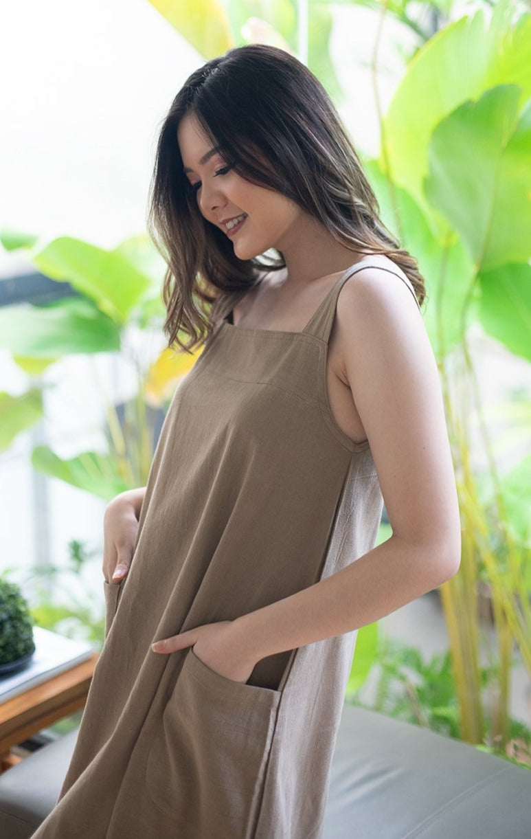 Tabina Linen Dress Mocca