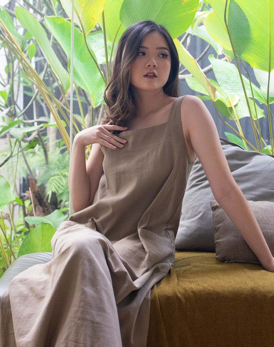 Tabina Linen Dress Mocca