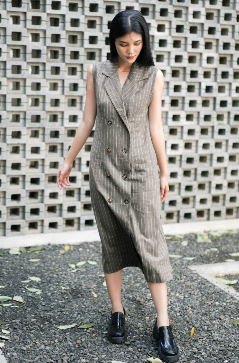Shirley Pure Linen Blazer Olive Green
