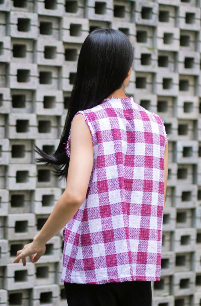 Jia Tweed Vest Maroon