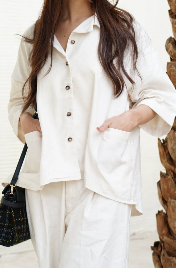 Isabele Micah Linen Sets Cream