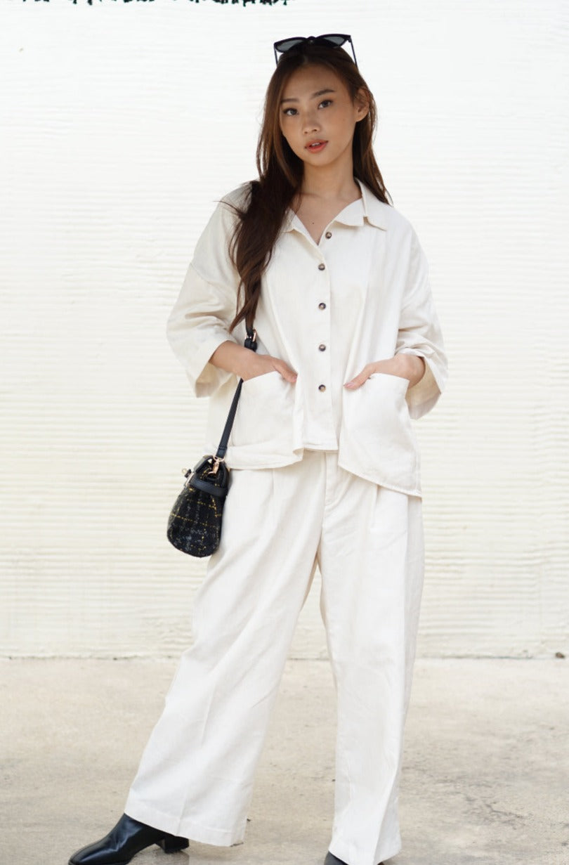 Isabele Micah Linen Sets Cream