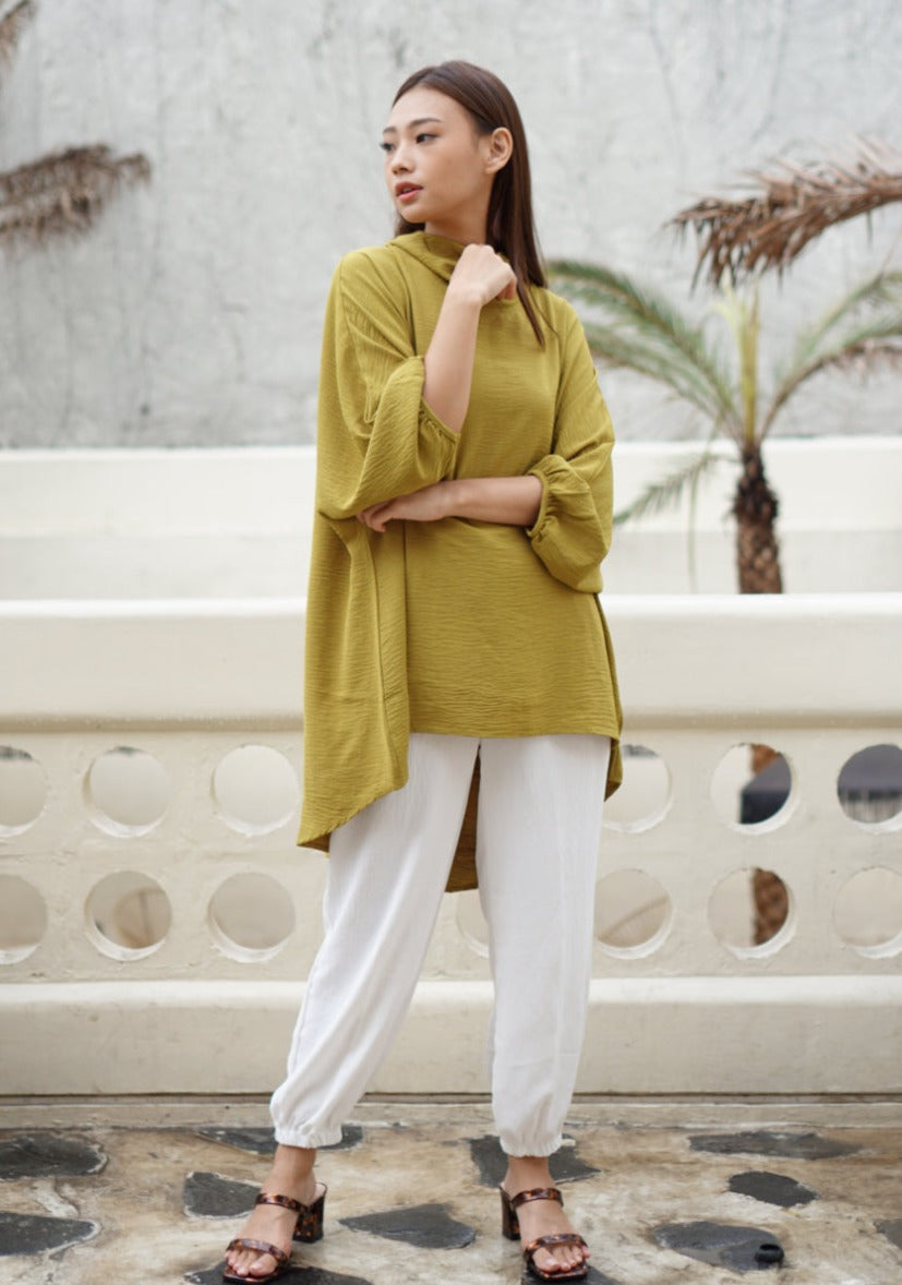 Viona Crinkle Blouse Lime