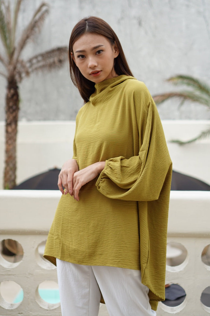 Viona Crinkle Blouse Lime