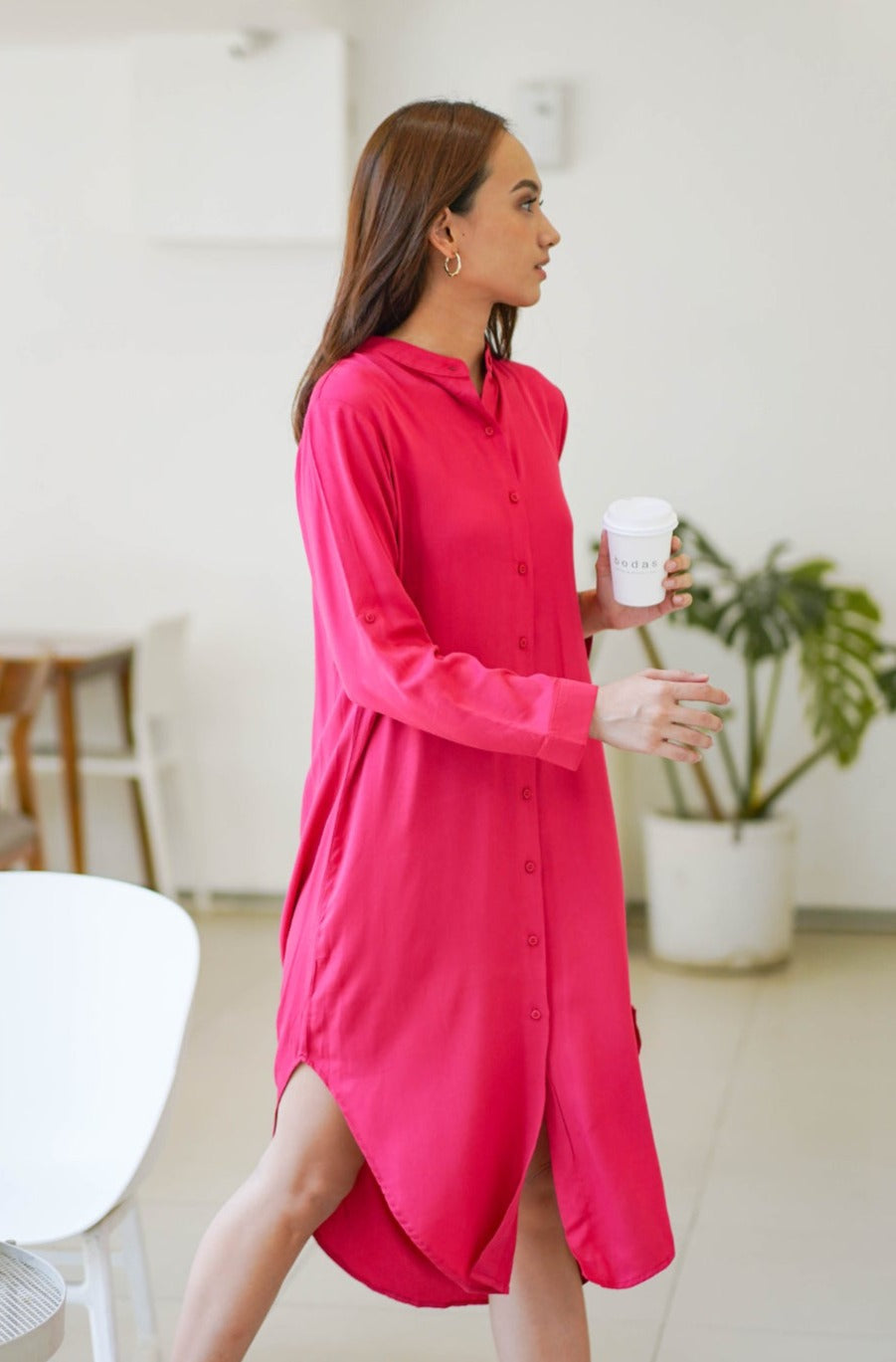 Thalia Rayon Dress Fuchsia