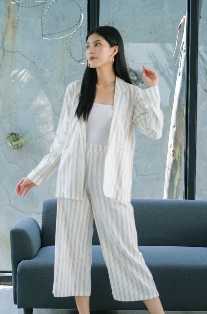 Esme Blazer Azka Pants Pure Linen Sets Mocca