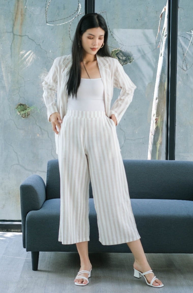 Esme Blazer Azka Pants Pure Linen Sets Mocca