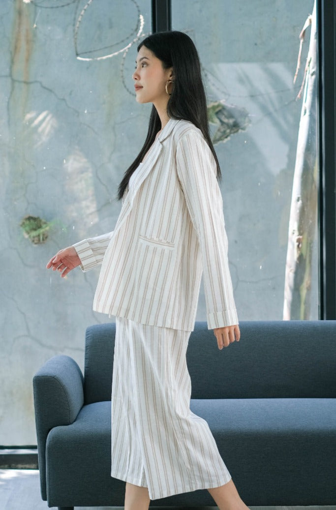 Esme Blazer Azka Pants Pure Linen Sets Mocca