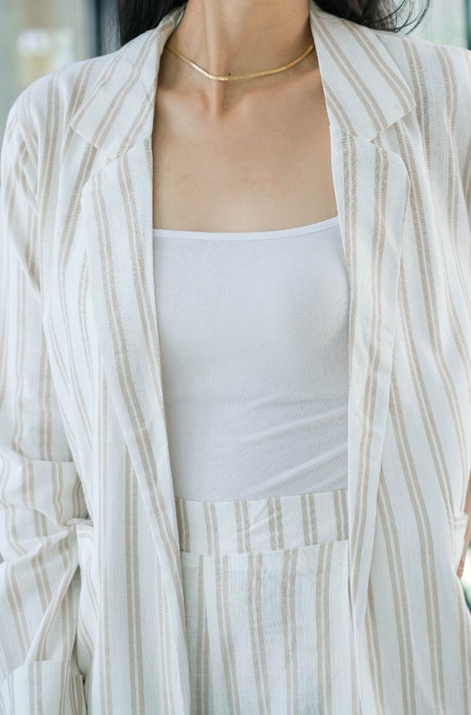 Esme Blazer Azka Pants Pure Linen Sets Mocca
