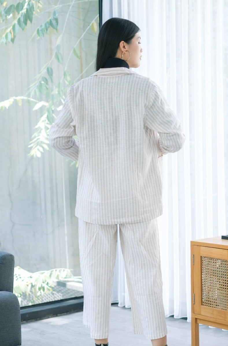 Esme Azka Pure Linen Outfit Set Dusty Pink