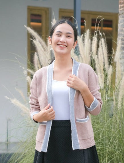 Amber Knitted Cotton Cardigan Sand