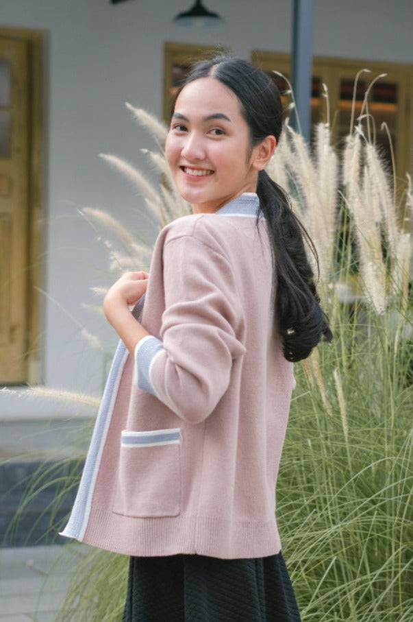 Amber Knitted Cotton Cardigan Sand
