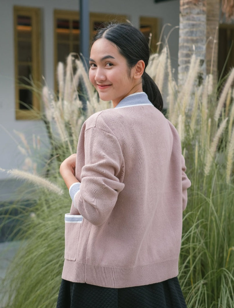 Amber Knitted Cotton Cardigan Sand