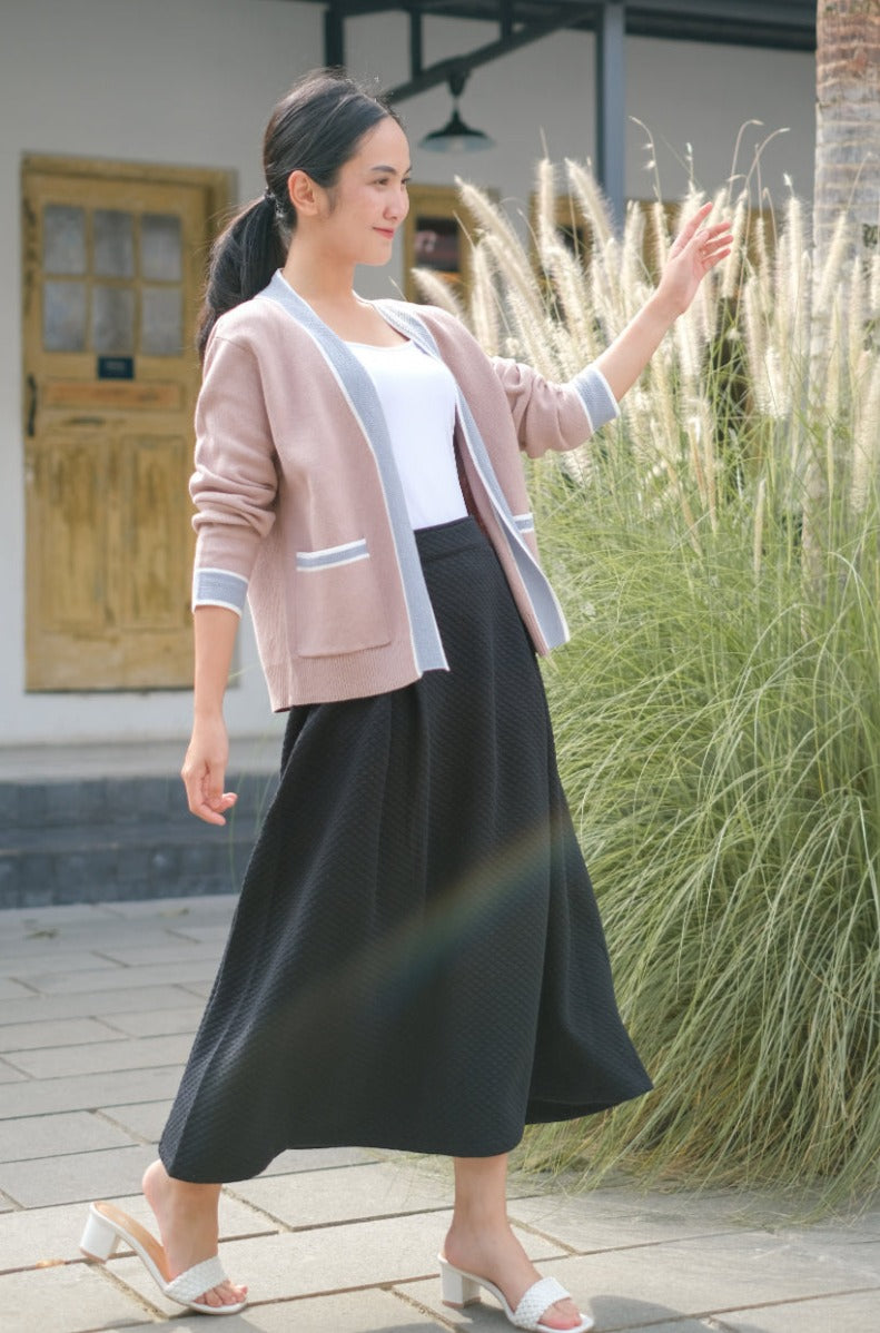 Amber Knitted Cotton Cardigan Sand