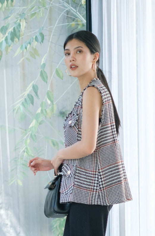 Jia Tweed Vest Black