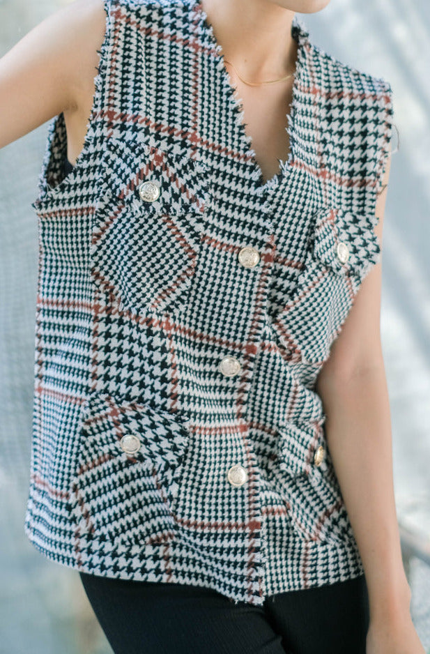 Jia Tweed Vest Black