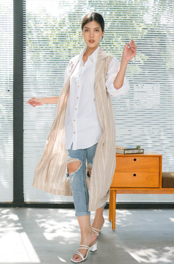 Shirley Pure Linen Outerwear Khaki