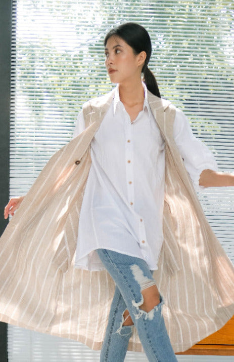 Shirley Pure Linen Outerwear Khaki