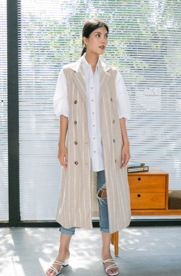Shirley Pure Linen Outerwear Khaki