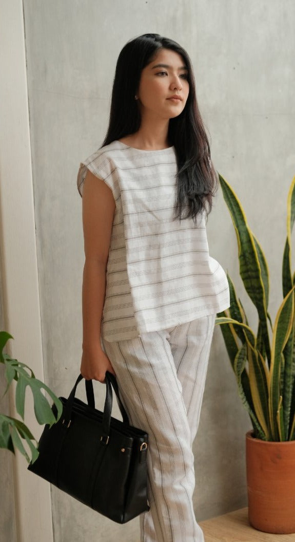 Roxane Linen Sets White Stripes