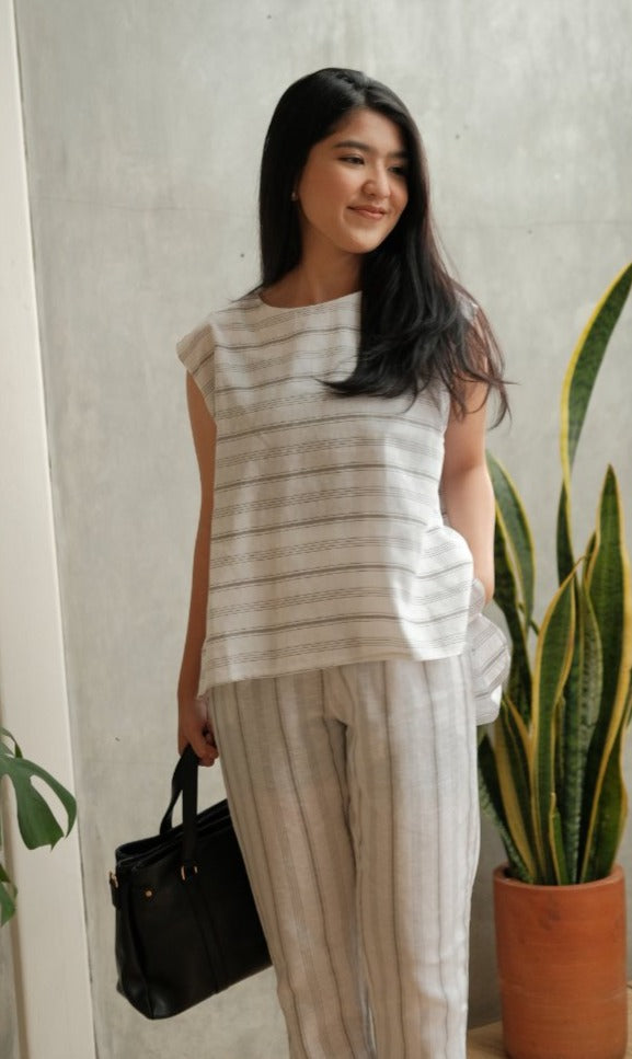 Roxane Linen Sets White Stripes