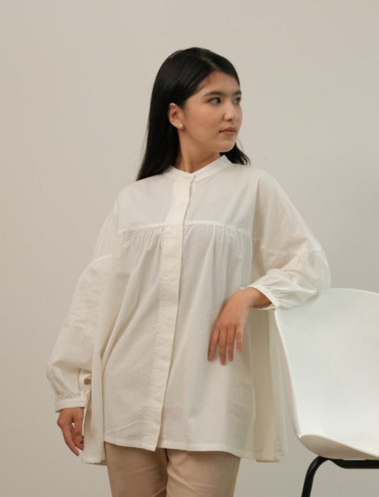 Meera Crinkle Cotton Blouse White