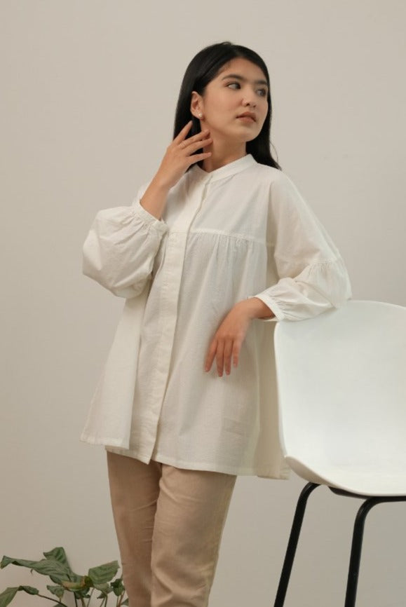 Meera Crinkle Cotton Blouse White