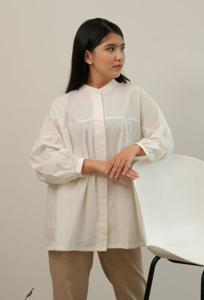 Meera Crinkle Cotton Blouse White