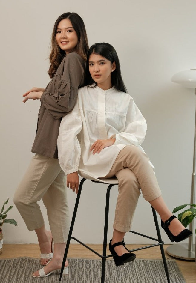 Meera Crinkle Cotton Blouse White