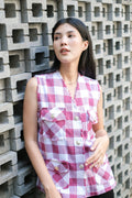 Jia Tweed Vest Maroon