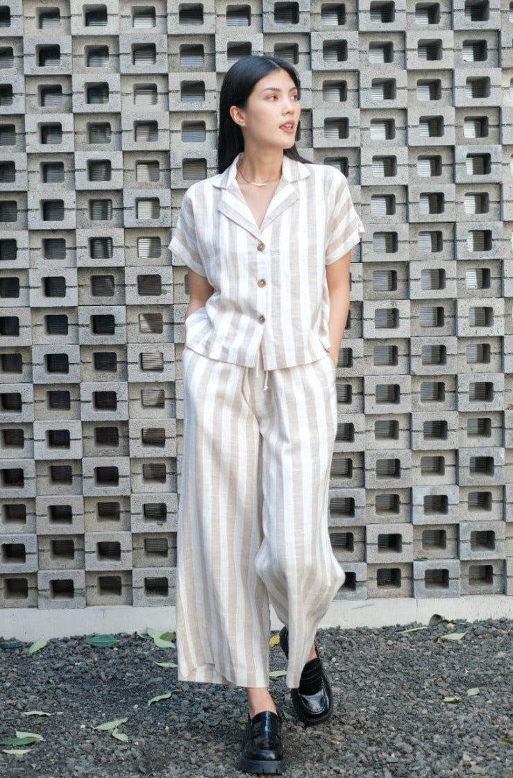 Aleda Wylie Pure Linen Outfit Sets Khaki