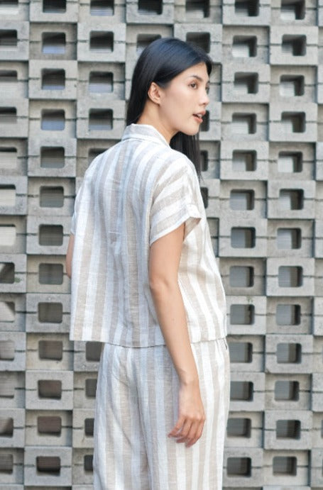 Aleda Wylie Pure Linen Outfit Sets Khaki