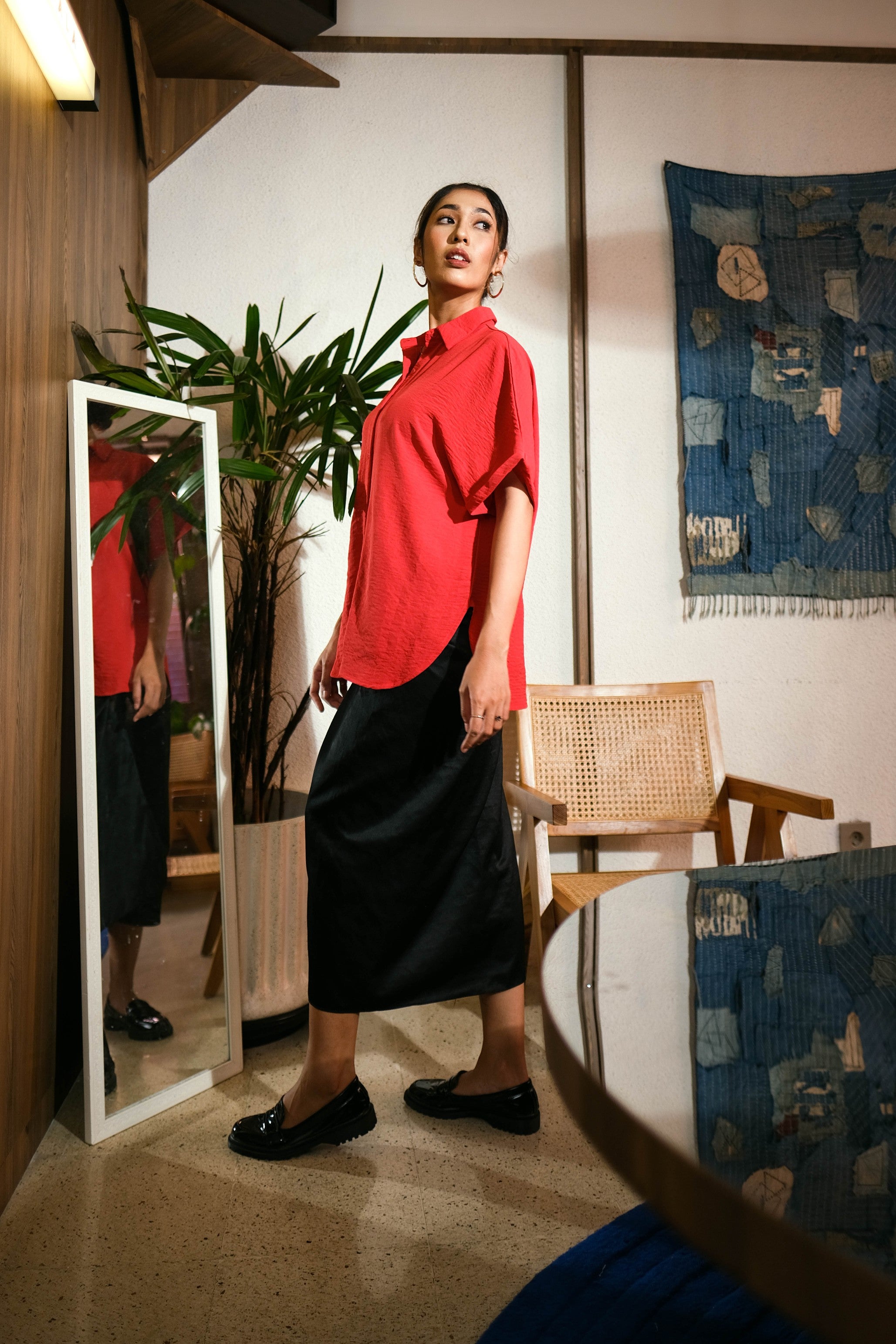 Twila Flowy Blouse Red