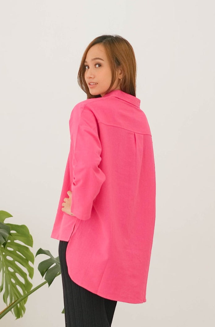 Cleo Linen Blouse Fuchsia