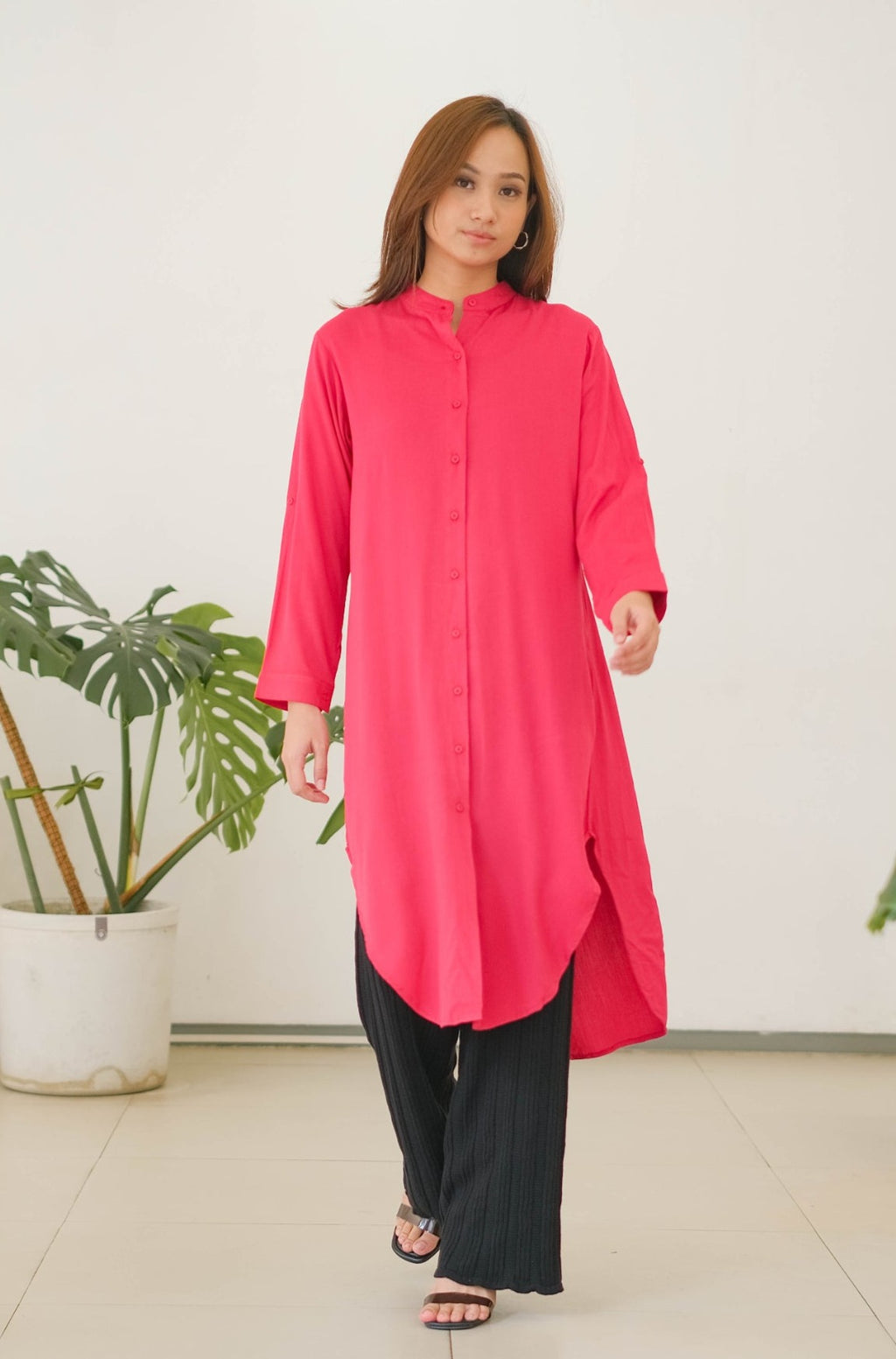 Thalia Rayon Dress Fuchsia