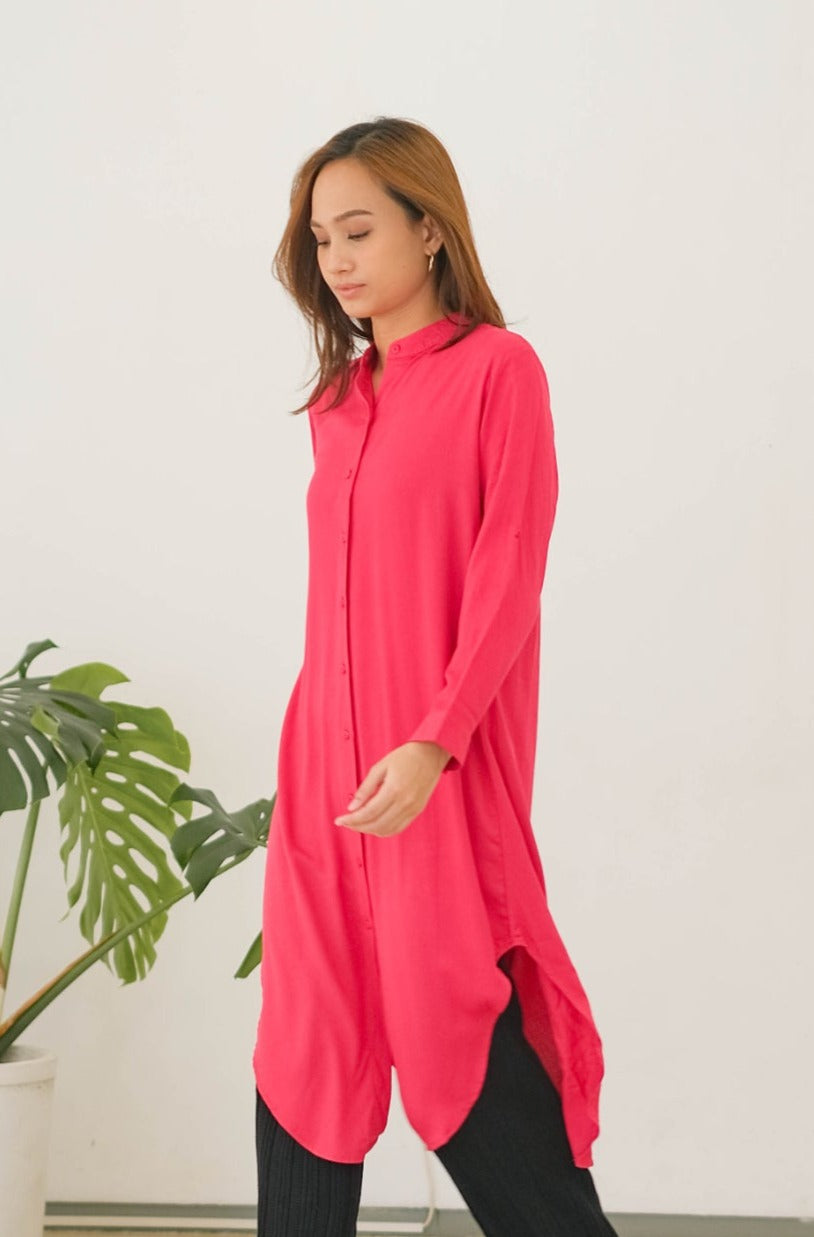 Thalia Rayon Dress Fuchsia