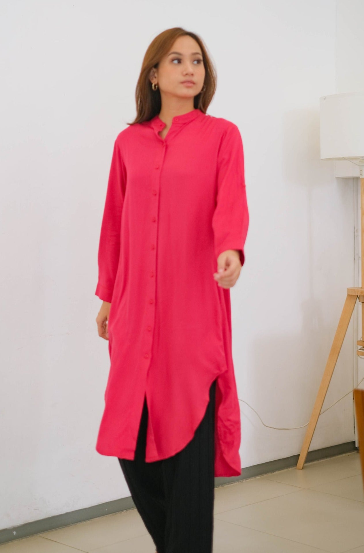 Thalia Rayon Dress Fuchsia