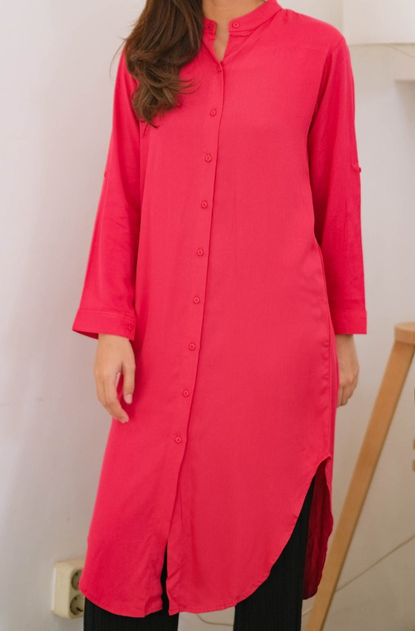 Thalia Rayon Dress Fuchsia